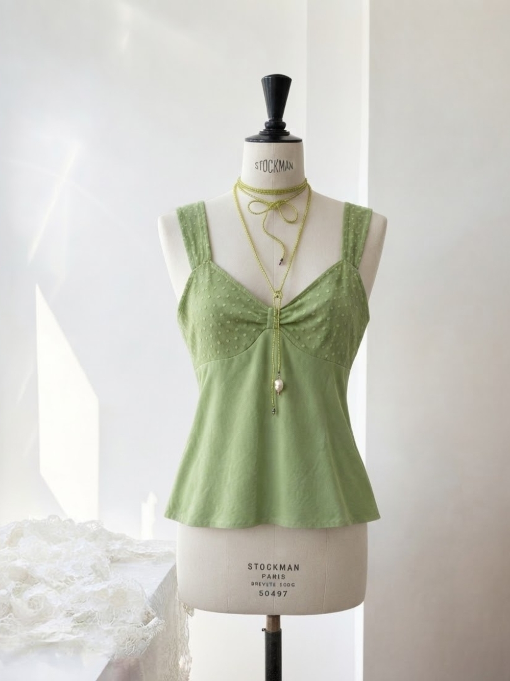 AGB Light Green Dotted Bustier Camisole